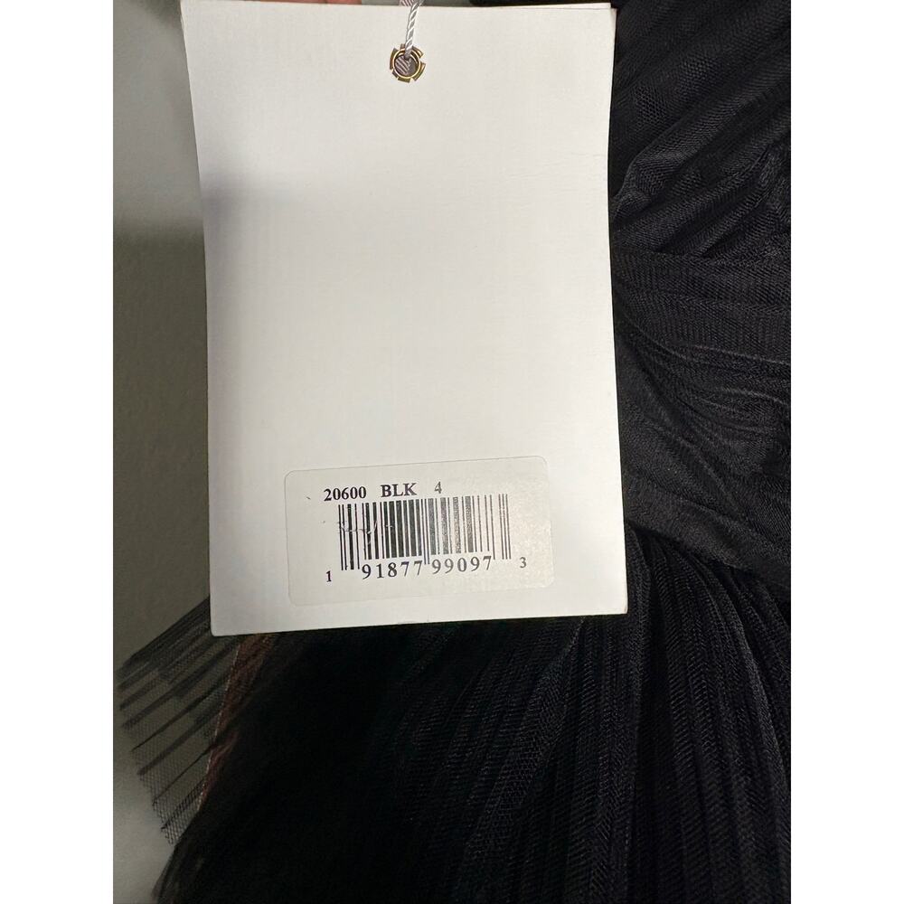 NWT $698 Mac Duggal 4 20600 Tulle Ruffle One Shoulder Mini Dress Black Q903 Prom - Picture 4 of 8